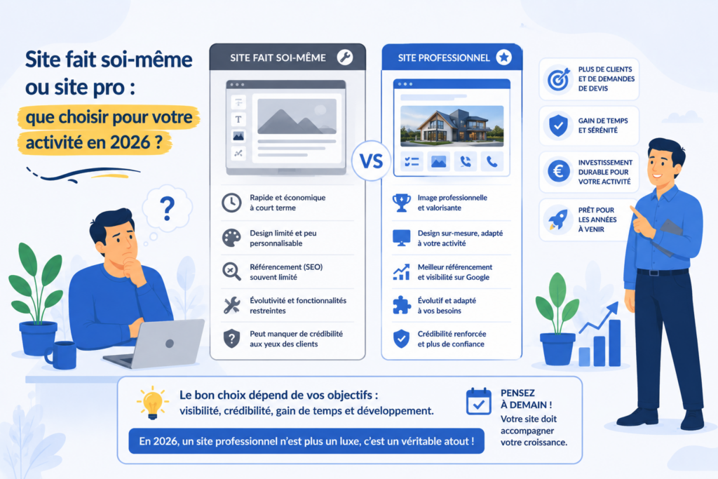 Site fait soi-même ou site pro : que choisir pour votre activité en 2026 ?