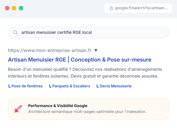 Site vitrine artisan optimisé SEO