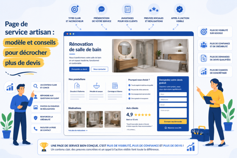 Page de service artisan : modèle et conseils pour décrocher plus de devis